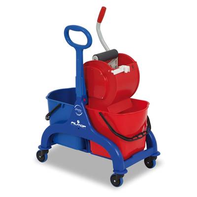 CHARIOT FRED 2x15 L AVEC PRESSE A ROULEAU TIMON PLASTIQUE