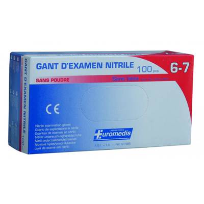 GANTS JETABLES NITRILE BLEU NON POUDRES x100 - PRENDRE REF425945