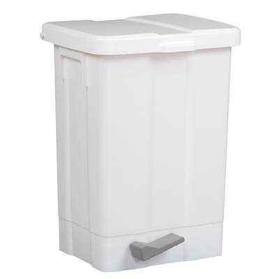 POUBELLE PLASTIQUE PATTY 50 L BLANCHE A  COUVERCLE ET PEDALE