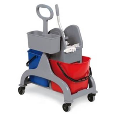 CHARIOT LAVAGE 2x15L AV PRESSE A MACHOIRE ET CASSETTE LATERALE