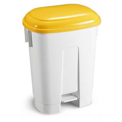 Poubelle SIRIUS PLASTIQUE 60L COUVERCLE JAUNE A PEDALE