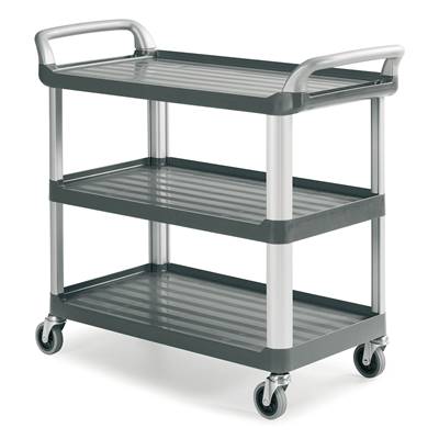 CHARIOT DE SERVICE SILVER 3 PLATEAUX GRIS - MONTANT ALUMINIMU